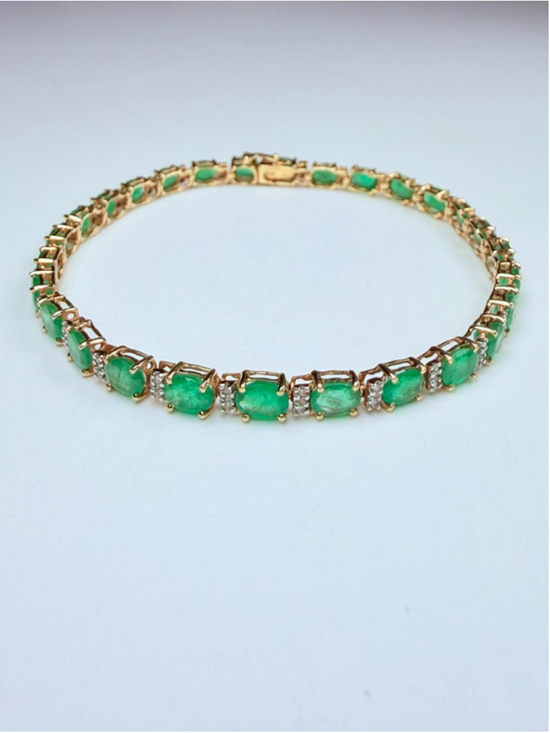 Effy Jewelry - 14K Solid Yellow Gold EFFY Colombian Emerald & Diamond Tennis Bracelet $7250